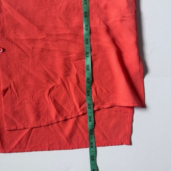 EILEEN FISHER Silk Georgette Sleeveless Mandarin Collar Shift Dress Coral Size S - Picture 7 of 9